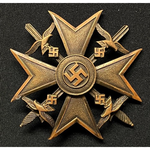 5073 - WW2 Third Reich Spanienkreuz in Bronze mit Schwerter - Spanish Cross in Bronze with Swords.  No make... 