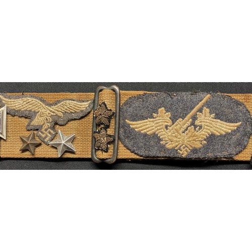 5085 - WW2 Third Reich Allied Soldiers Souvenir Hate Belt containing: various items of Luftwaffe and Heer a... 