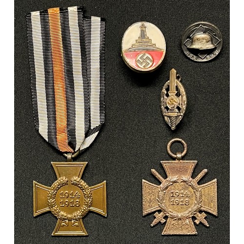 5091 - WW2 Third Reich Cross of Honour x 2, one with Swords and one without Swords. Along with a Kyffhäuser... 