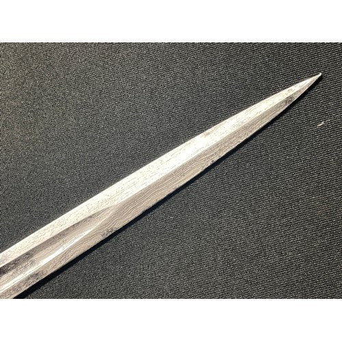 5099 - Imperial German Court Sword with Single Edged Fullered Damascus Blade 810mm in length. Has etched pa... 