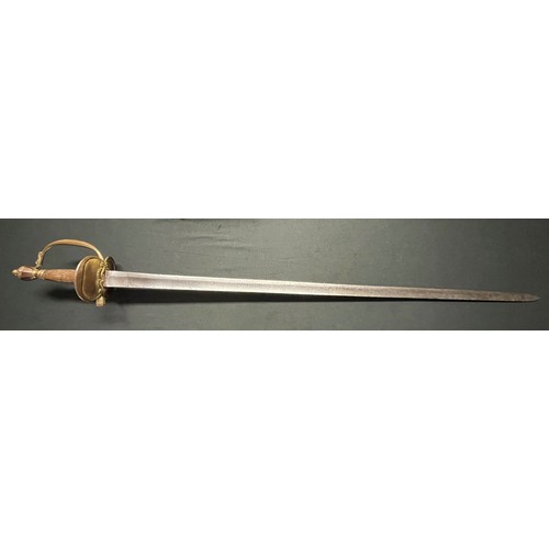 5102 - British 1786 Pattern Infantry Officers Sword with single edged fullered blade 802mm in length. No ma... 