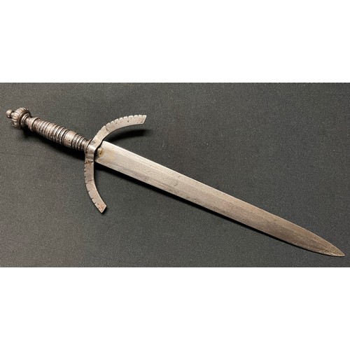5108 - Dagger with double edged blade 265mm in length, large curved crossguard, steel grip with concentric ... 