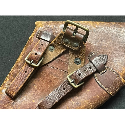 5120 - WW1 British Officers .455 Webley Revolver Holster. No markings. Modified for use with 1914 Pattern E... 
