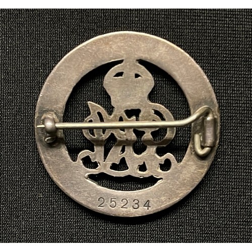 5123 - WW1 British Silver War Badge to 14060 Pte William Ashness, Cheshire Regiment, badge number 25234. En... 