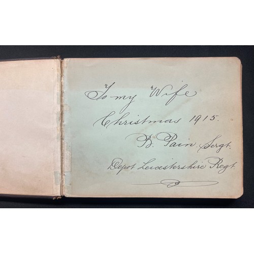 5126 - WW1 British Leicestershire Regiment Autograph Album compiled by Sgt B Pain of the Regimental Depot d... 