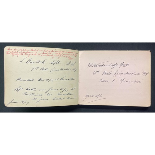 5126 - WW1 British Leicestershire Regiment Autograph Album compiled by Sgt B Pain of the Regimental Depot d... 