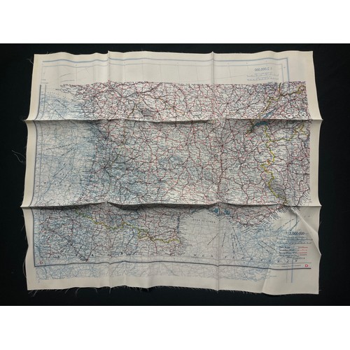 5154 - WW2 British RAF Silk Escape Map of France Code letter C/D.