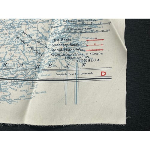 5154 - WW2 British RAF Silk Escape Map of France Code letter C/D.