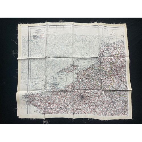 5155 - WW2 British RAF Silk Escape Map of France Code letter C/D.