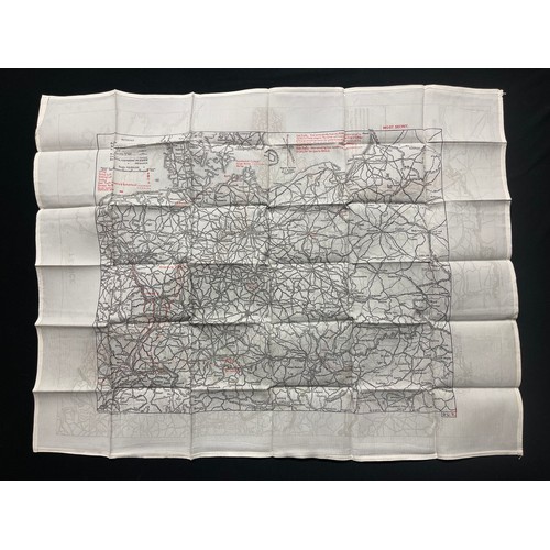 5159 - WW2 British RAF Silk Escape Map of France and Germany. Code letter 9C(a) / 9U/R. Double sided.