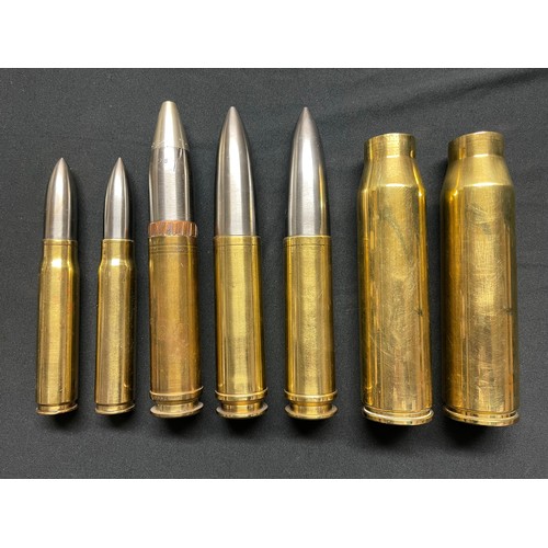 5184 - WW2 British 20mm M21A1 Cannon Rounds INERT & FFE dated 1942 x 2: Post War 30mm Practise Cannon Round... 