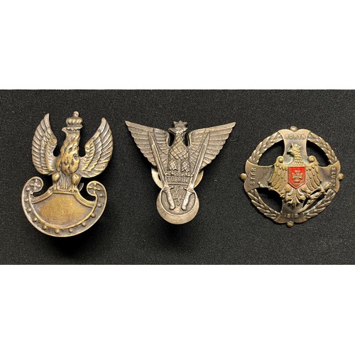 5185 - WW2 Free Polish Army Cap Badge with screwback fitting: Polish Army Tobruk Breast Badge for the Indep... 