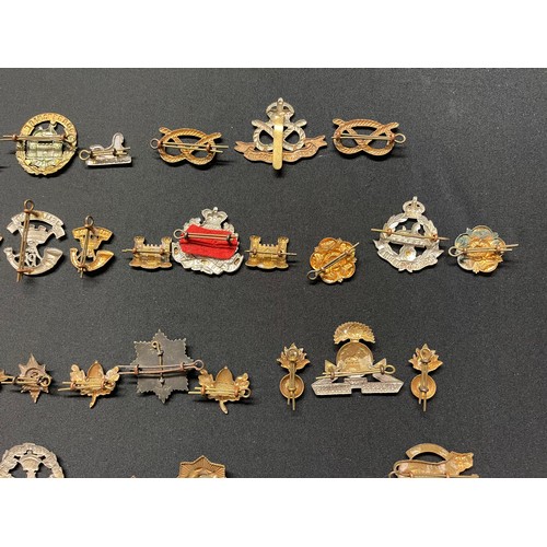 5192 - WW2 British Cap Badges together with matching Collar Dogs to include: Border Regt: Devonshire Regt: ... 