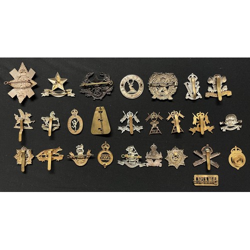 5194 - WW2 British Cap Badges plus some WW1 to include: Cameronians x2: West Riding Regt: RASC: Liverpool R... 