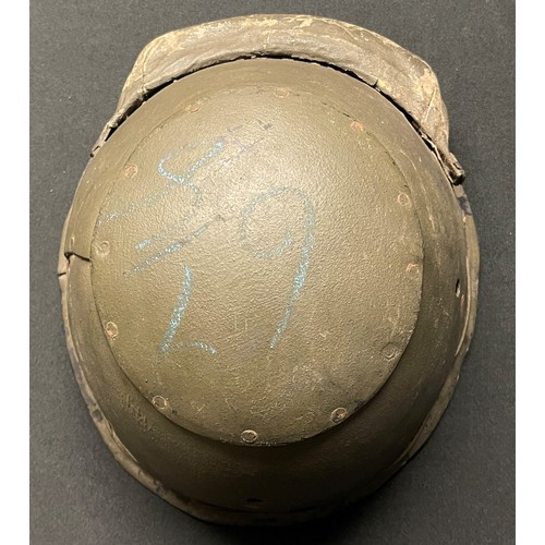 5199 - WW2 British early pattern Tank Crew Helmet. Fibre shell with reinfored crown. Original paint finish.... 