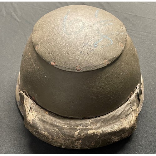 5199 - WW2 British early pattern Tank Crew Helmet. Fibre shell with reinfored crown. Original paint finish.... 