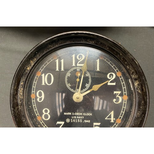 5209 - WW2 US Navy Mark I Deck Clock, serial number 16155, dated 1942. Maker 