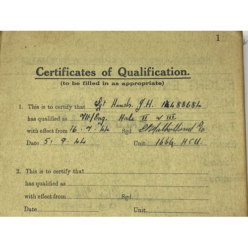 5210 - WW2 British RAF Halifax Flight Engineers flying log book group to 1488684 Joseph Harold Hands, later... 