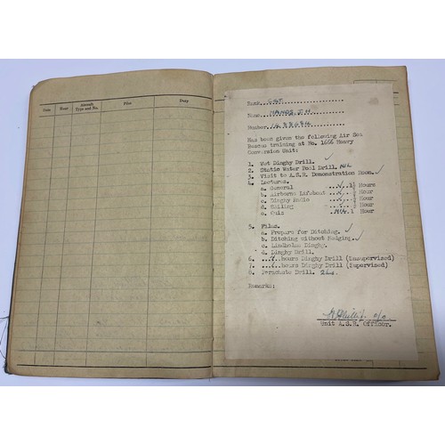 5210 - WW2 British RAF Halifax Flight Engineers flying log book group to 1488684 Joseph Harold Hands, later... 