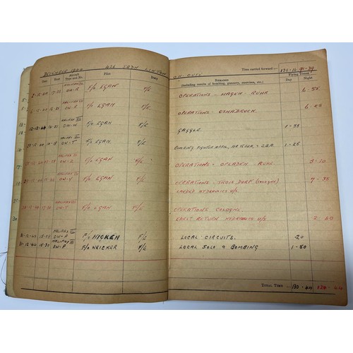 5210 - WW2 British RAF Halifax Flight Engineers flying log book group to 1488684 Joseph Harold Hands, later... 