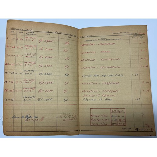 5210 - WW2 British RAF Halifax Flight Engineers flying log book group to 1488684 Joseph Harold Hands, later... 