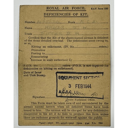 5210 - WW2 British RAF Halifax Flight Engineers flying log book group to 1488684 Joseph Harold Hands, later... 