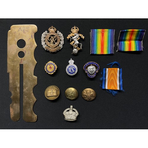WW2 British Items WW1 Brass Buttons Stick Enamel Badges Derbyshire 