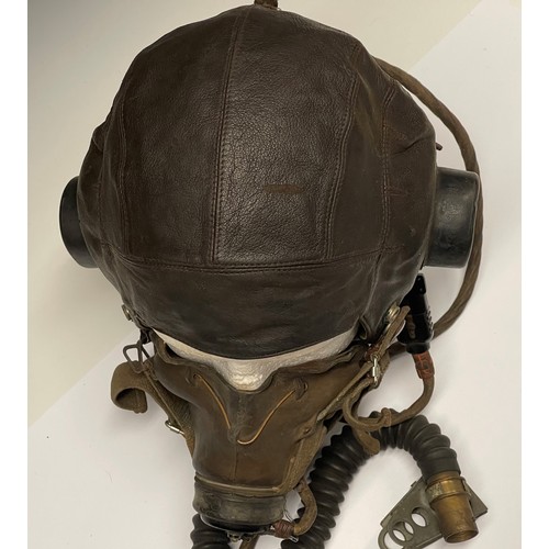 5218 - WW2 British RAF C Type Fling Helmet complete with headsets and wiring loom with jack plug together w... 