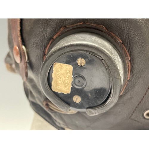 5218 - WW2 British RAF C Type Fling Helmet complete with headsets and wiring loom with jack plug together w... 