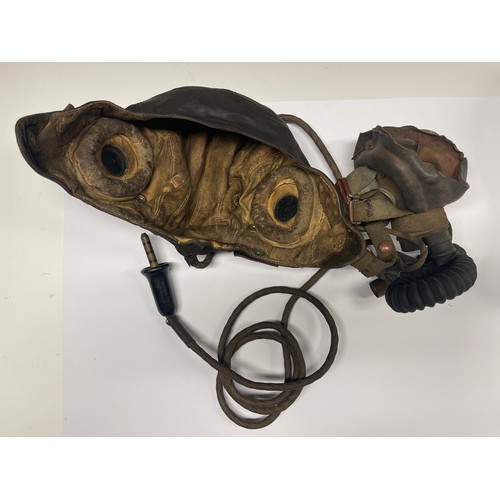 5218 - WW2 British RAF C Type Fling Helmet complete with headsets and wiring loom with jack plug together w... 