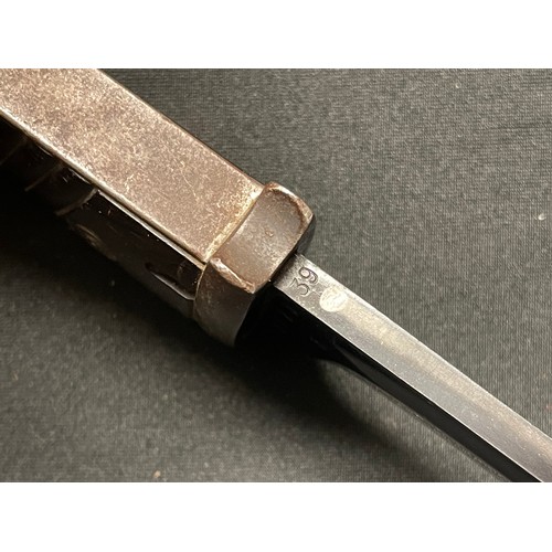 5227 - WW2 Third Reich Mauser K98 Bayonet with single edged fullered blade 247mm in length, maker marked 