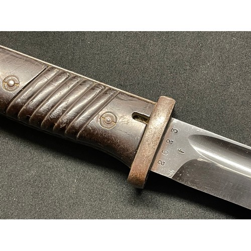 5227 - WW2 Third Reich Mauser K98 Bayonet with single edged fullered blade 247mm in length, maker marked 