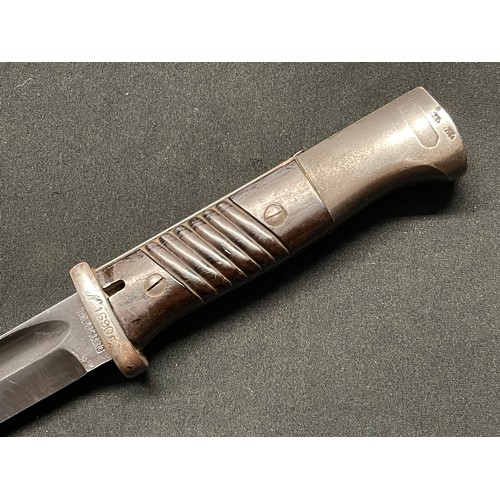 5227 - WW2 Third Reich Mauser K98 Bayonet with single edged fullered blade 247mm in length, maker marked 