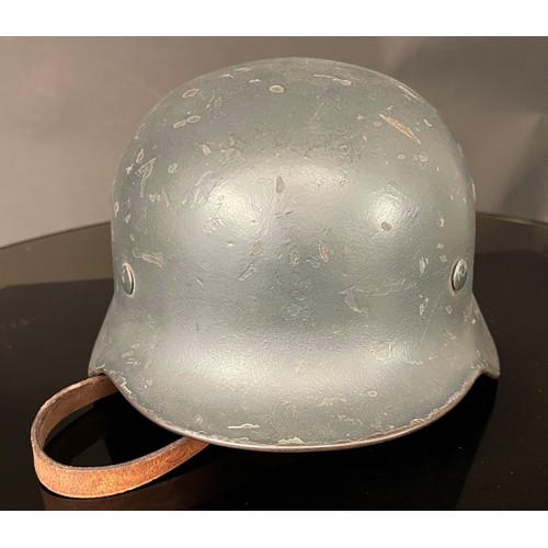 5230 - WW2 Third Reich German M40 Steel Helmet. Post war repainted example. Maker marked 