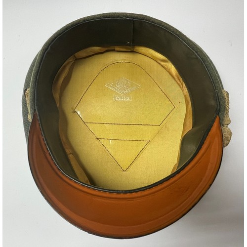 5233 - WW2 Third Reich Heer Officers Schirmmutze Peaked Cap. Panzer Grenadiers Green waffenfarbe piping. Ma... 