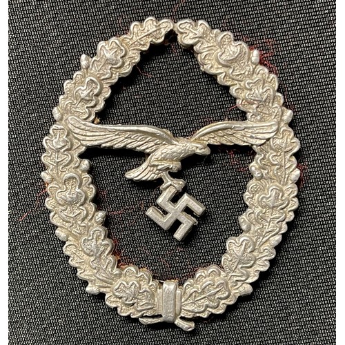 5240 - WW2 Third Reich Luftwaffe Fliegerhorst Koniggratz identity badge: Luftwaffe Marksmans lanyards badge... 