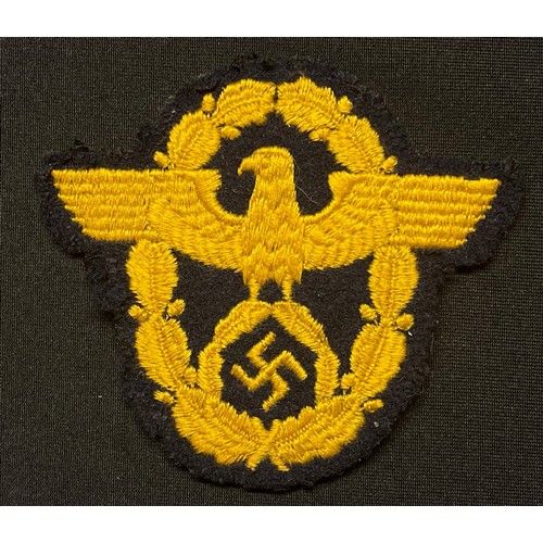 5245 - WW2 Third Reich Kriegsmarine Tellermutze cap eagle and cockade, no pin and two Bevo Coastal Artiller... 