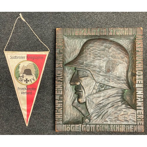 5251 - WW2 Third Reich Wood Carving and Sudtiroler Kriegsopfer und Frontkampfer Verband Austrian Veterans A... 