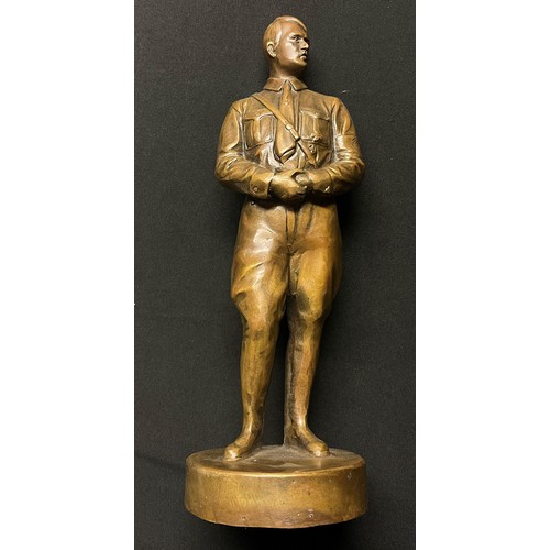 5257 - WW2 Third Reich Adolf Hitler Bronze Figure, unsigned, 28cm in height on a 95mm wide base. Hollow cas... 