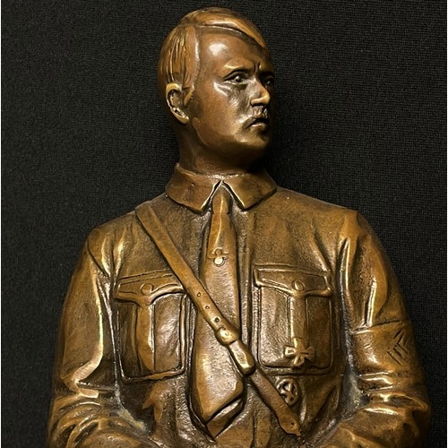 5257 - WW2 Third Reich Adolf Hitler Bronze Figure, unsigned, 28cm in height on a 95mm wide base. Hollow cas... 