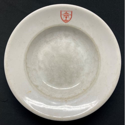 5260 - WW2 Third Reich Plates: One Lutfwaffe bowl Fl. U.V marked and dated 1940 along with red unit crest t... 