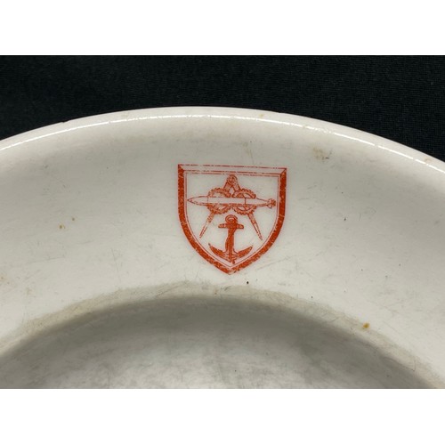 5260 - WW2 Third Reich Plates: One Lutfwaffe bowl Fl. U.V marked and dated 1940 along with red unit crest t... 