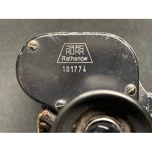 5262 - WW2 Third Reich Rare Waffen SS issue 6x30 Dienstglas Binoculars maker RUKA Rathenow, serial number 1... 