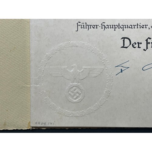 5267 - WW2 Third Reich Promotion Document for a Civil Servant named Robert Ostermayer dated 1941 complete w... 