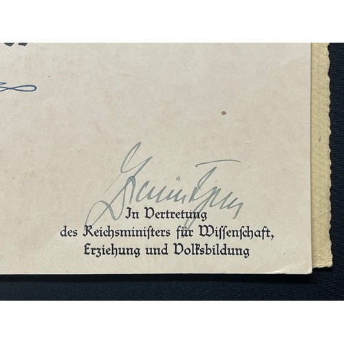 5267 - WW2 Third Reich Promotion Document for a Civil Servant named Robert Ostermayer dated 1941 complete w... 