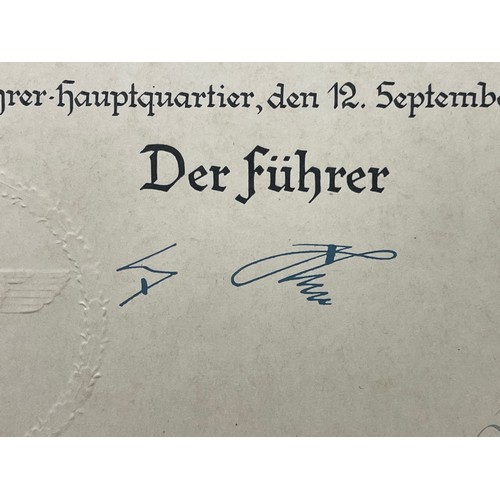 5267 - WW2 Third Reich Promotion Document for a Civil Servant named Robert Ostermayer dated 1941 complete w... 