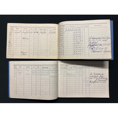 5273 - WW2 Third Reich Luftwaffe Flugbuch Pilots Log Books x 2 to Unteroffizier Herbert Querl. First book s... 