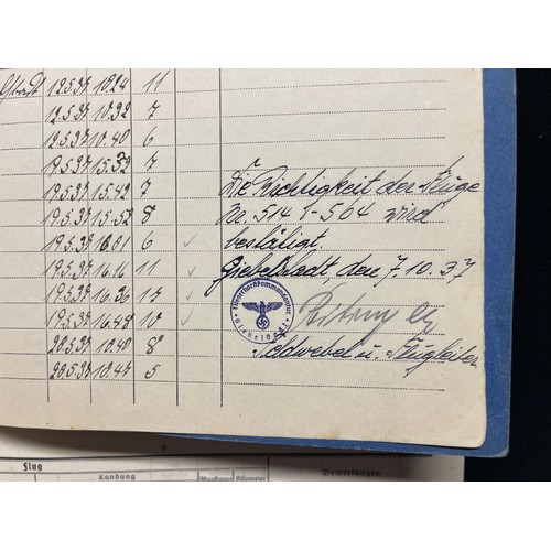 5273 - WW2 Third Reich Luftwaffe Flugbuch Pilots Log Books x 2 to Unteroffizier Herbert Querl. First book s... 