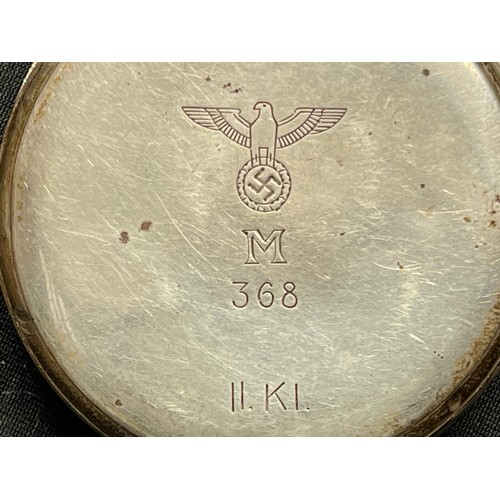 5277 - WW2 Third Reich Kriegsmarine issue pocket watch by August Muller, Hamburg. Case is .900 silver marke... 