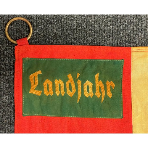 5280 - WW2 Third Reich Hitler Jugend Landjahr Banner. Multipart construction. Single sided. Size 108cm x 48... 